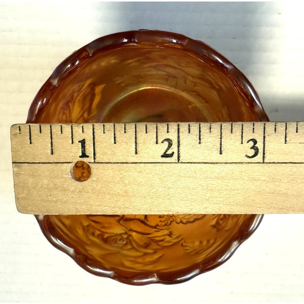 Vintage Dugan Marigold Carnival Glass - Wreath of Roses - Small Bowl‎ Cup Vase
